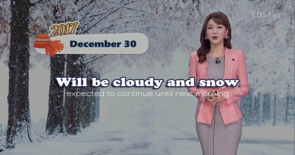 Korea weather - Cloudy and snow on Dec 30