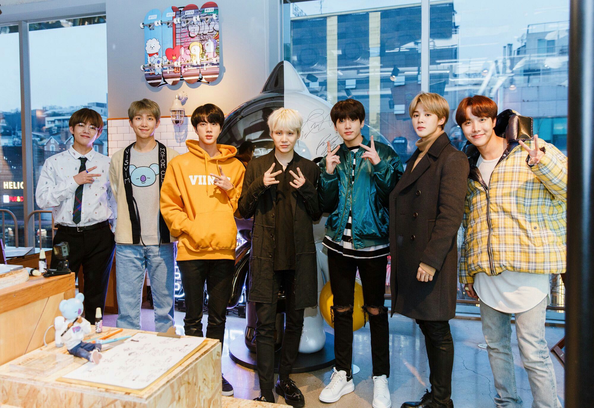 BTS visits BT21 at Line Friends store