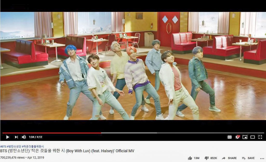 boy with luv 700 million views