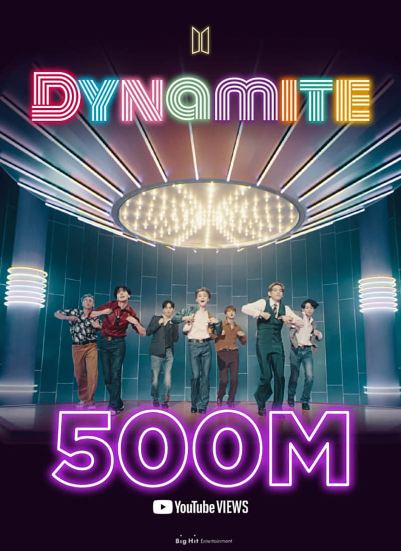 BTS Dynamite has surpassed 500 million views on YouTube