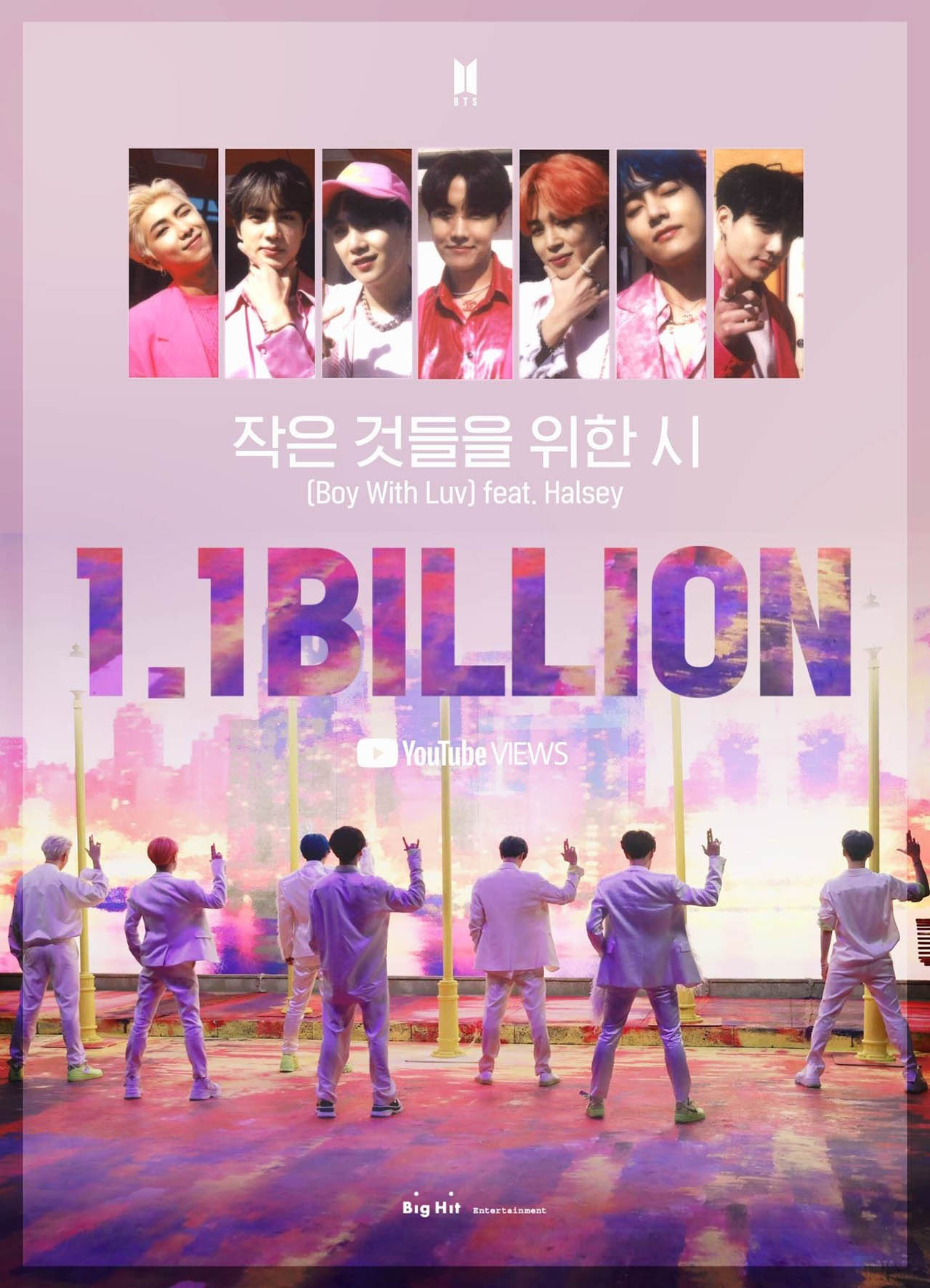 'Boy With Luv' becomes 2nd BTS music video to hit 1.1 bln views